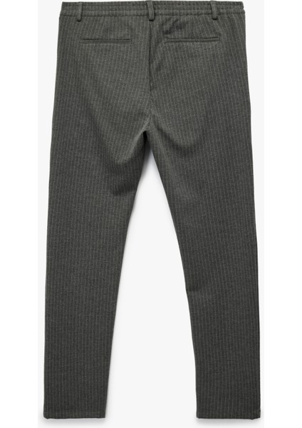 Viskon Karışımlı Cepli Regular Fit Çizgili Pileli Kumaş Pantolon fiyatları