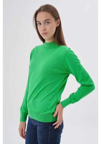 Kadın %100 Organik Pamuk Yarım Balıkçı Yaka Triko Kazak Örme Bluz TRIST-6104 fırsatları