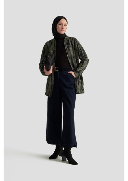 Kendinden Desenli Parlak Ceket Siyah 25KT538 fiyatları