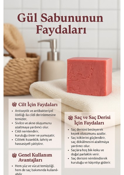 2 Adet Gül Sabunu – Hoş Kokulu & Cilt Tazeleyici El Yapımı Doğal Sabun 110G modelleri