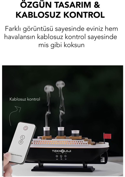Titanic Gemi Aroma Terapi Hava Nemlendirici Uçucu Yağ Difüzör Denizanası Duman Halkası Sprey Aroma modelleri