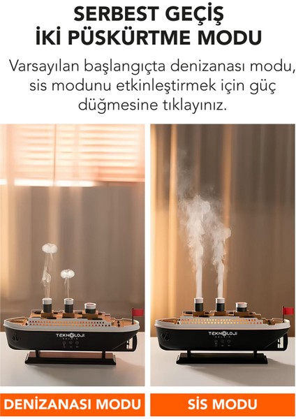 Titanic Gemi Aroma Terapi Hava Nemlendirici Uçucu Yağ Difüzör Denizanası Duman Halkası Sprey Aroma