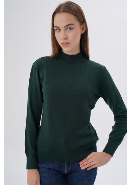 Kadın %100 Organik Pamuk Yarım Balıkçı Yaka Triko Kazak Örme Bluz TRIST-6104 fırsatları