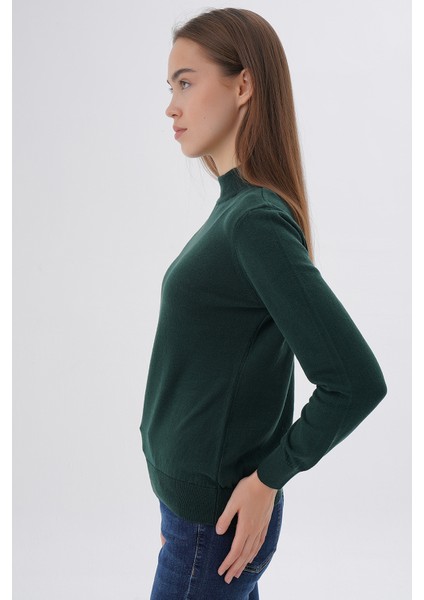 Kadın %100 Organik Pamuk Yarım Balıkçı Yaka Triko Kazak Örme Bluz TRIST-6104