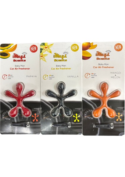 Araç Kalorifer Kokusu (Baby Man) Papaya Vanilya Mango 3 Adet Fiyatı