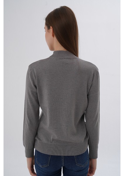 Kadın %100 Organik Pamuk Yarım Balıkçı Yaka Triko Kazak Örme Bluz TRIST-6104 fırsatları