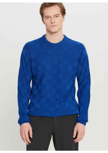 Bisiklet Yaka Standart Saks Erkek Kazak ACE049261483_SKS