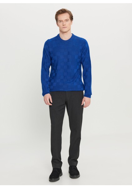 Bisiklet Yaka Standart Saks Erkek Kazak ACE049261483_SKS fiyatları