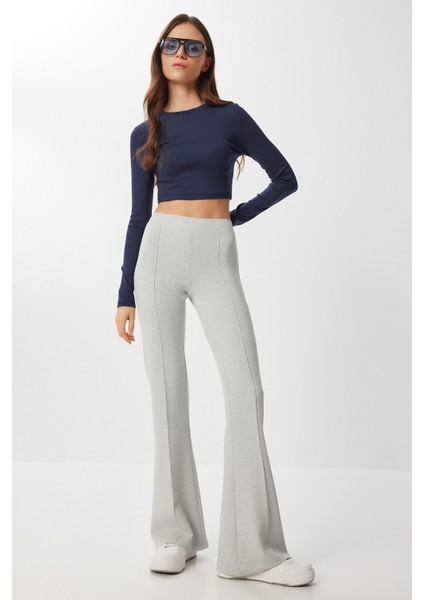 Ispanyol Paça Esnek Modal Tayt LUB0243 Gri Melanj fiyatları