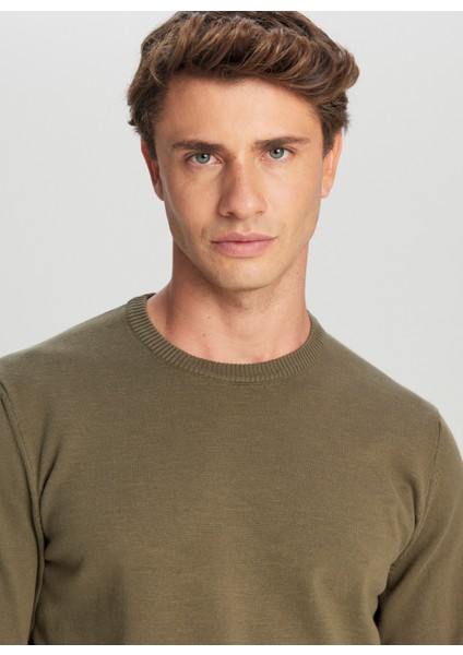 Bisiklet Yaka Standart Haki Erkek Kazak ACE043261432_HAK fırsatları