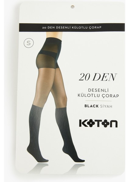 20 Den Bloklu Külotlu Çorap