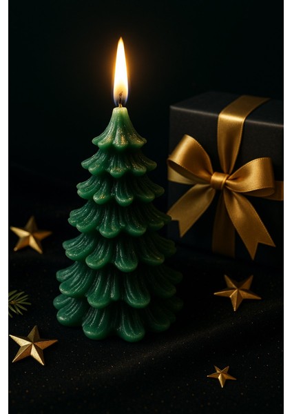 Yeni Yıl Noel Çam Ağacı Temalı Mum - Yılbaşı Sofra Süsü Dekorasyon El Yapımı Mum 13 cm fırsatları