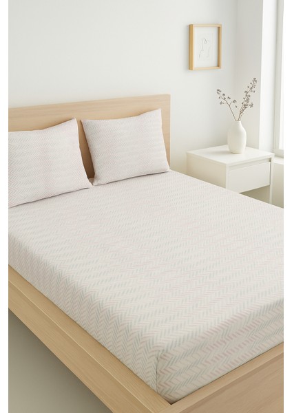 %100 Pamuk Çok Renkli Desenli Lastikli Çarşaf Seti (Çift Kişilik-Modern Tasarım-3 Parça)