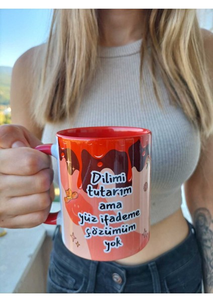 Dilimi Tutarım Ama Yüz Ifademe Çözümüm Yok Tasarım Ev-Ofis Kupası-Hediyelik Kupa Bardak