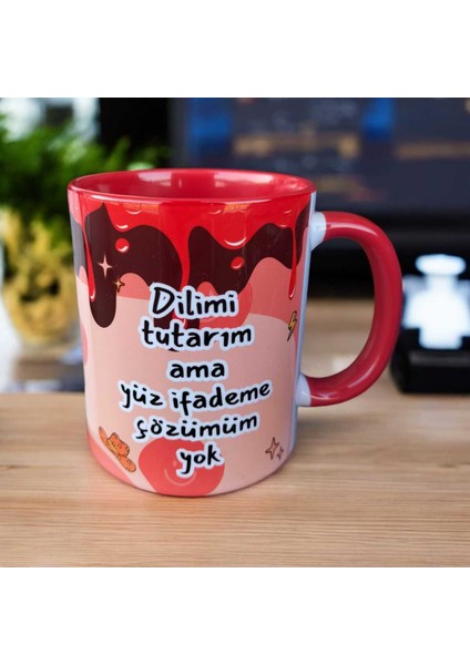 Dilimi Tutarım Ama Yüz Ifademe Çözümüm Yok Tasarım Ev-Ofis Kupası-Hediyelik Kupa Bardak modelleri