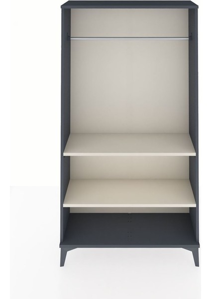 Arges Dolap 2 Raflı Kapaklı Tek Askılı 88X30X163 Antrasit-Aytaşı