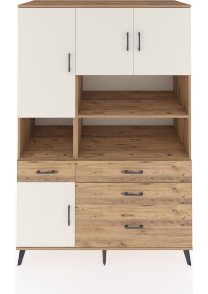 Kronos Dolap 9 Raflı 4 Çekmeceli 4 Kapaklı 132X59X195 Çam-Aytaşı/çam