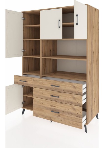 Kronos Dolap 9 Raflı 4 Çekmeceli 4 Kapaklı 132X59X195 Çam-Aytaşı/çam modelleri