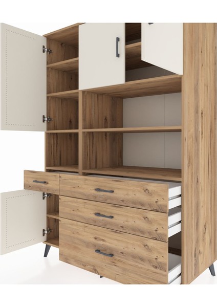Kronos Dolap 9 Raflı 4 Çekmeceli 4 Kapaklı 132X59X195 Çam-Aytaşı/çam fırsatları