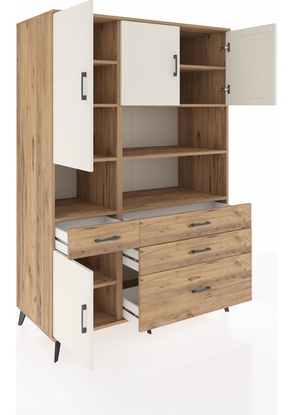 Kronos Dolap 9 Raflı 4 Çekmeceli 4 Kapaklı 132X59X195 Çam-Aytaşı/çam indirimleri