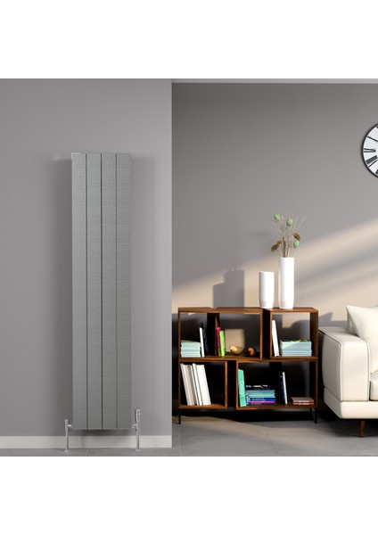 Kalsedon Alüminyum Dekoratif Dikey Radyatör 1800X280 mm – 3 Dilim Inox Renkte Fırçalı Eloksal | 817 W Yüksek Isıl Güç | 5 Yıl Üretici Garantisi
