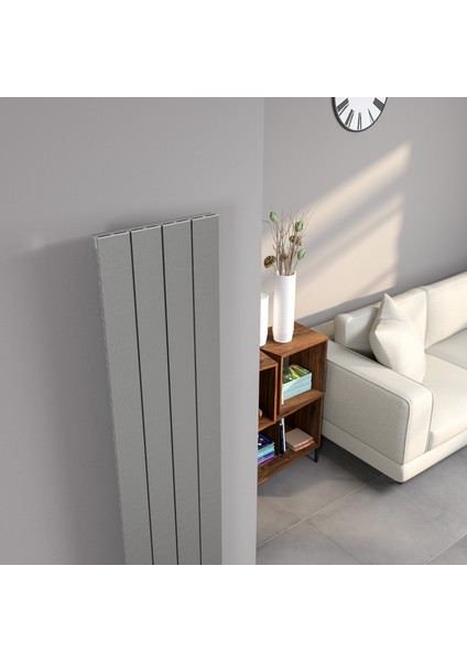 Kalsedon Alüminyum Dekoratif Dikey Radyatör 1800X280 mm – 3 Dilim Inox Renkte Fırçalı Eloksal | 817 W Yüksek Isıl Güç | 5 Yıl Üretici Garantisi modelleri