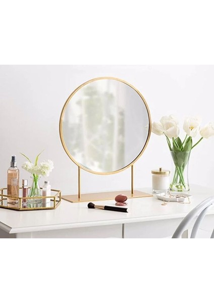 Metal Makyaj Aynası, 50 cm Masa Üzeri Ayna, Kozmetik Ayna