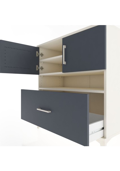 Hyperion Şifonyer 3 Raflı Tek Çekmeceli 2 Kapaklı 88X44X96 Aytaşı-Antrasit indirimleri