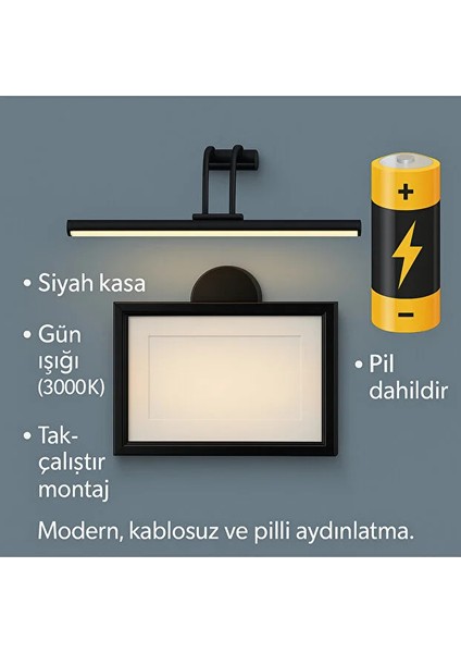 Pilli Mat Gün Işığı Kuğu Aplik Ayna Üstü Aydınlatma Duvar Tablo Aydınlatma Dekorasyon A+ modelleri