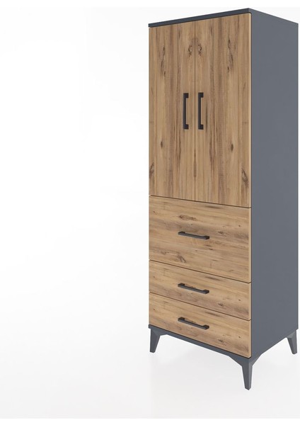 Hyperion Dolap 3 Raflı 3 Çekmeceli 2 Kapaklı 60X44X163 Antrasit-Çam modelleri