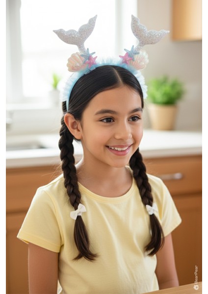 Mermaid Konsept Double Tail Deniz Kızı Kız Çocuk Taç Kutlama Parti Tacı modelleri