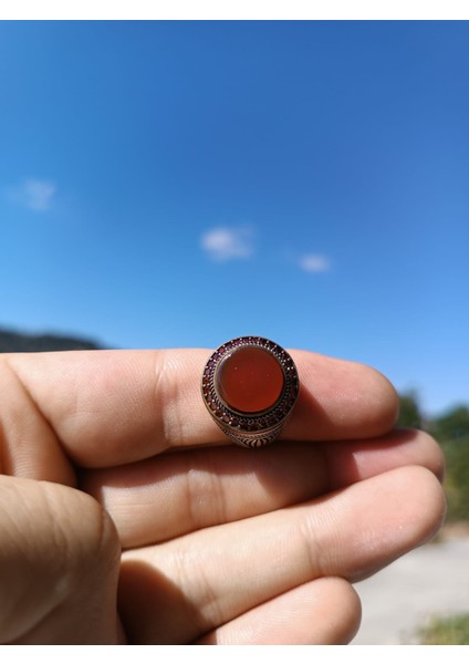 925 Ayar Gümüş Şık Tasarım Erkek Yüzük – El Işçiliği - Oval - Kenar Işlemeli