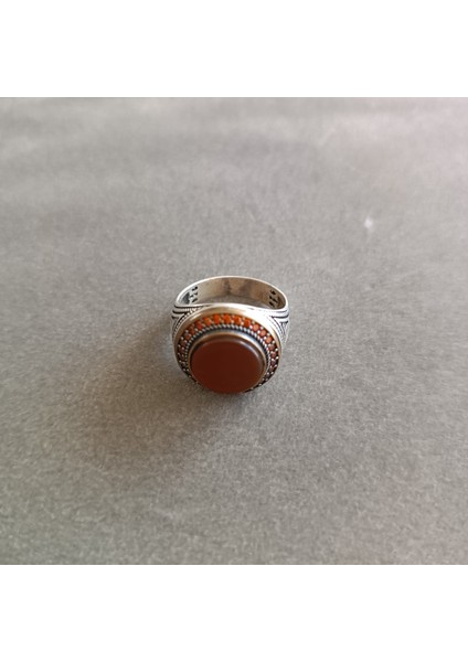 925 Ayar Gümüş Şık Tasarım Erkek Yüzük – El Işçiliği - Oval - Kenar Işlemeli modelleri