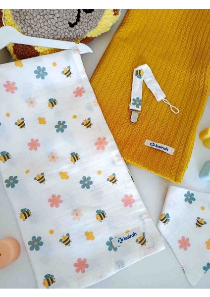 Ilkbahar Arı Desenli Müslin Battaniye Seti