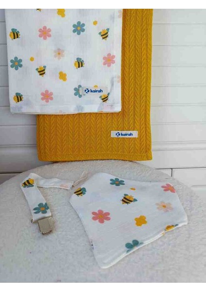 Ilkbahar Arı Desenli Müslin Battaniye Seti fırsatları