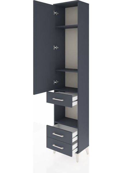 Arges Dolap 4 Raflı 3 Çekmeceli Tek Kapaklı 44X30X221 Antrasit-Antrasit fırsatları