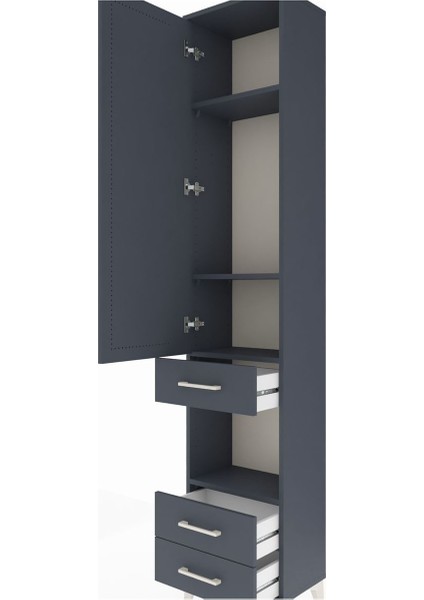 Arges Dolap 4 Raflı 3 Çekmeceli Tek Kapaklı 44X30X221 Antrasit-Antrasit indirimleri