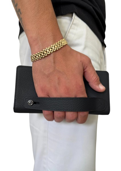 Erkek Suni Derisi El Çantası Siyah