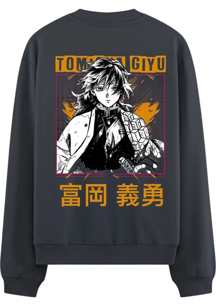 Giyu'nun Nefesi (Breath Of Giyu) Baskılı Oversize Sweatshirt