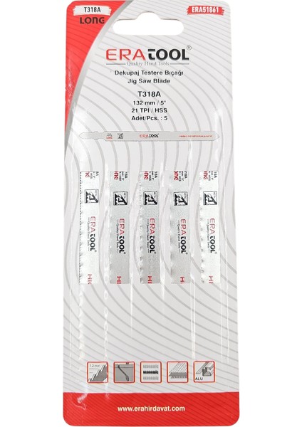 Fixonic Eratool ERA51861 T318A Metal Dekupaj Testere Bıçağı (5'li Paket)