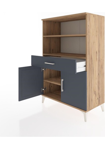 Hyperion Dolap 3 Raflı Tek Çekmeceli 2 Kapaklı 88X44X134 Çam-Antrasit fırsatları