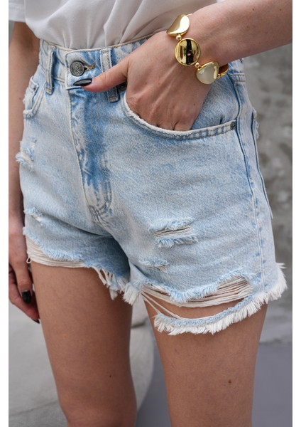 Açık Mavi Jean Şort