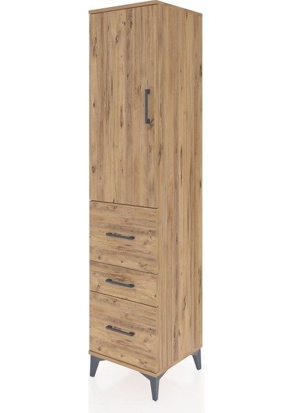 Hyperion Dolap 3 Raflı 3 Çekmeceli Tek Kapaklı 44X44X195 Çam-Çam modelleri