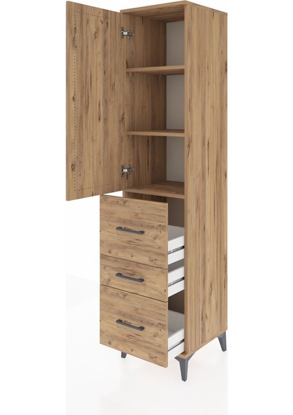 Hyperion Dolap 3 Raflı 3 Çekmeceli Tek Kapaklı 44X44X195 Çam-Çam fırsatları