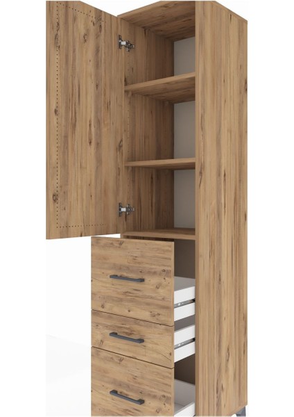 Hyperion Dolap 3 Raflı 3 Çekmeceli Tek Kapaklı 44X44X195 Çam-Çam indirimleri