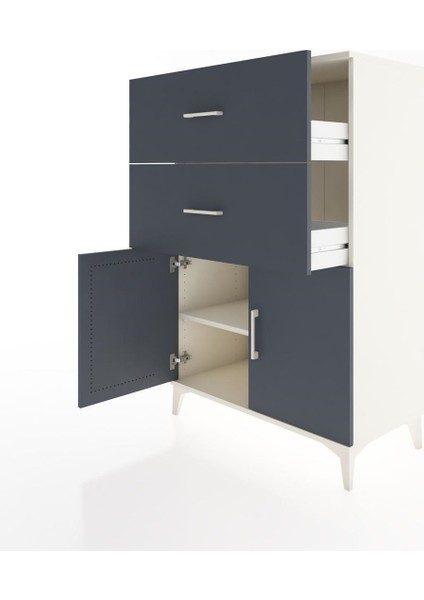 Hyperion Dolap Tek Raflı 2 Çekmeceli 2 Kapaklı 88X44X134 Aytaşı-Antrasit fırsatları