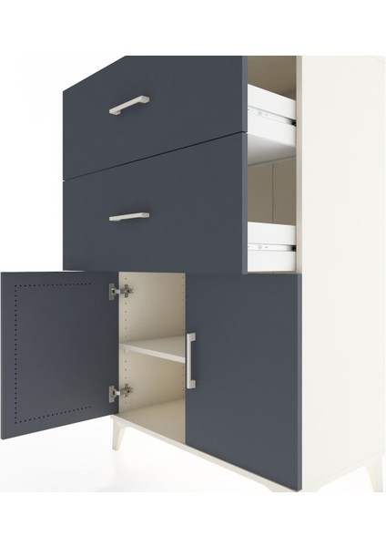 Hyperion Dolap Tek Raflı 2 Çekmeceli 2 Kapaklı 88X44X134 Aytaşı-Antrasit indirimleri