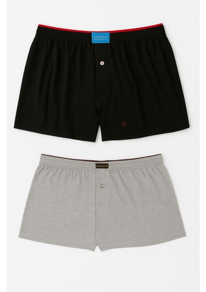 Erkek Havlubel Boxer 2'li Set | Çok Renkli Basic Pamuklu Külot Rahat Iç Çamaşırı