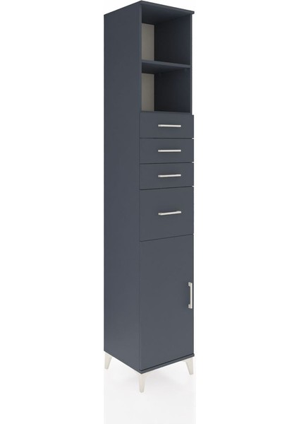 Hyperion Dolap 3 Raflı 4 Çekmeceli Tek Kapaklı 44X44X243 Antrasit-Antrasit fiyatları