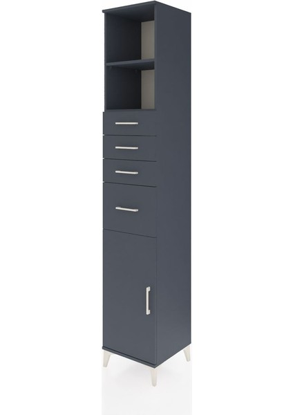 Hyperion Dolap 3 Raflı 4 Çekmeceli Tek Kapaklı 44X44X243 Antrasit-Antrasit modelleri